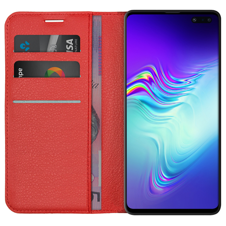 Leather Wallet Case for Samsung Galaxy S10 5G Red